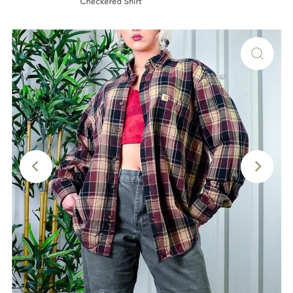 Carhartt Unisex Earthy Tone Button Up Long Sleeve Checkered Shirt Size 2XL - Picture 3 of 11